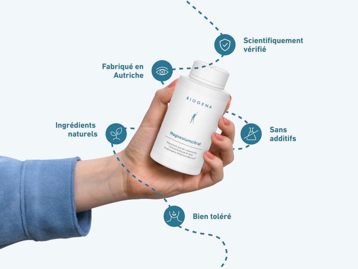 C'est pourquoi il faut acheter des compléments alimentaires à base de magnésium, comme le citrate de magnésium, chez BIOGENA.
