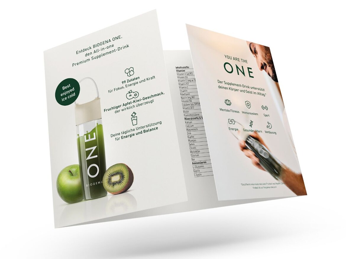 BIOGENA ONE 2-Tages-Probe Faltblatt mit Informationen zum Produkt